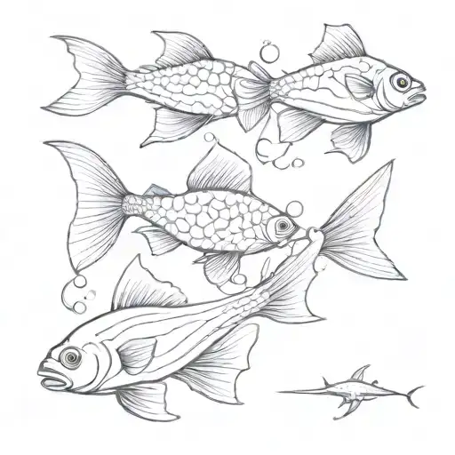 Three Fish Swimming Gracefully