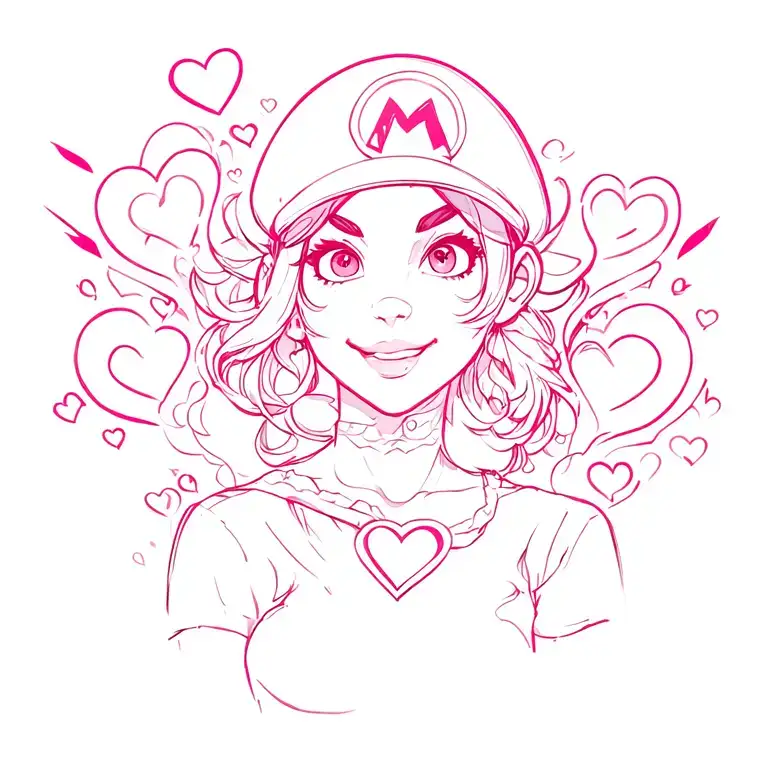 Marioosas With Hearts And Flashes In Pink