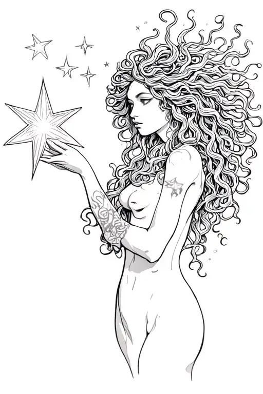 Medusa Holding A Star Filled Sky