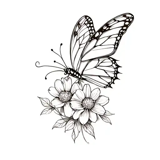 Butterfly With Flowers