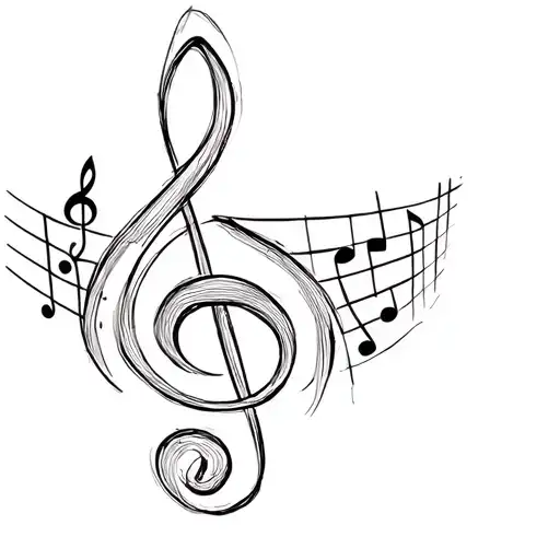 Treble Clef Intertwined With Musical Notes