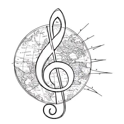 Treble Clef Intertwined With A Map