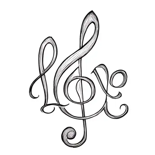 Treble Clef Intertwined With The Word 'Love'