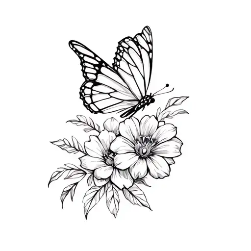 Butterfly And Flowers