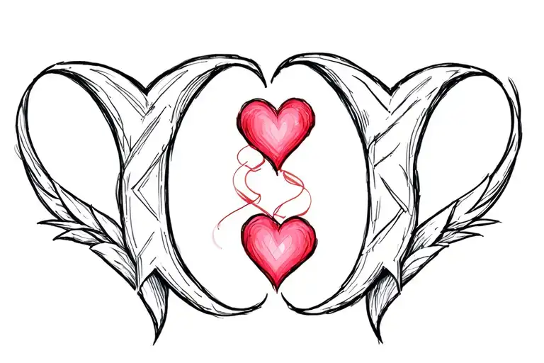 The Letter Y And J Intertwined With 7 Hearts