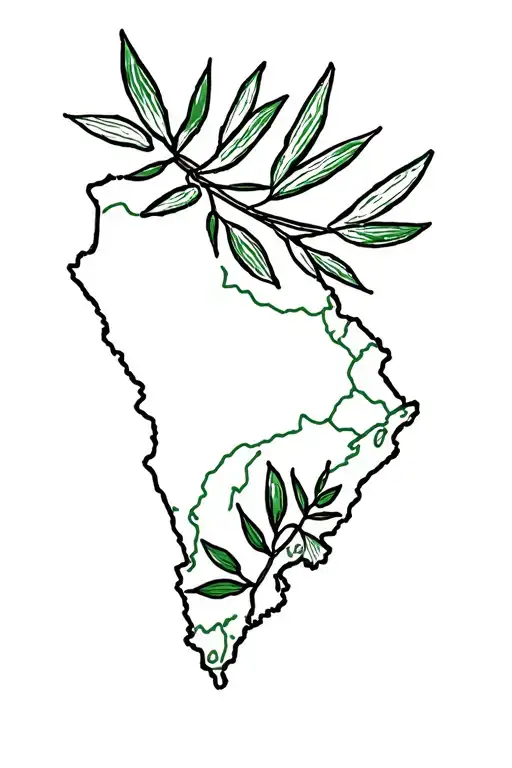 Outline Of Palestine With Olive Branch Inside