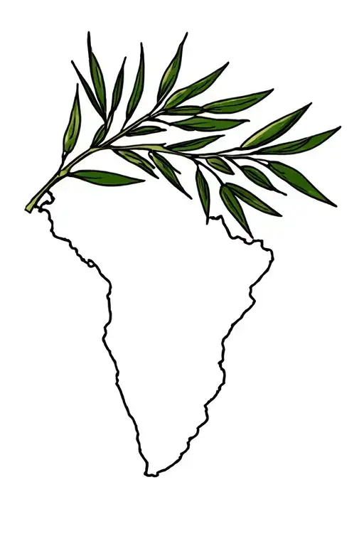 Outline Of Palestine With Olive Branch Inside