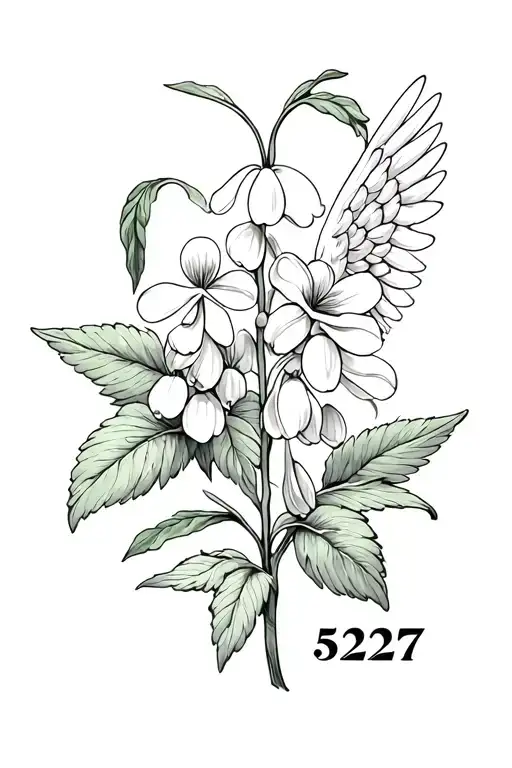 Lilly Of The Valley And Hawthorn Flower With Angel Numbers 527 Intertwined