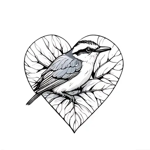 Kookaburra In A Leaf Heart