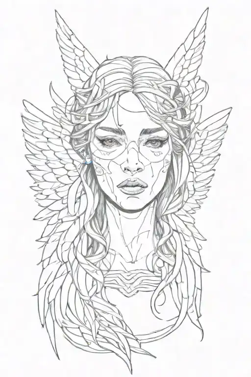 Angel Wings Covering Face One Eye