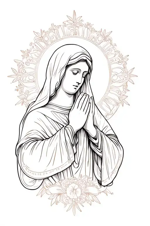 Mother Mary Praying Tattoo idea