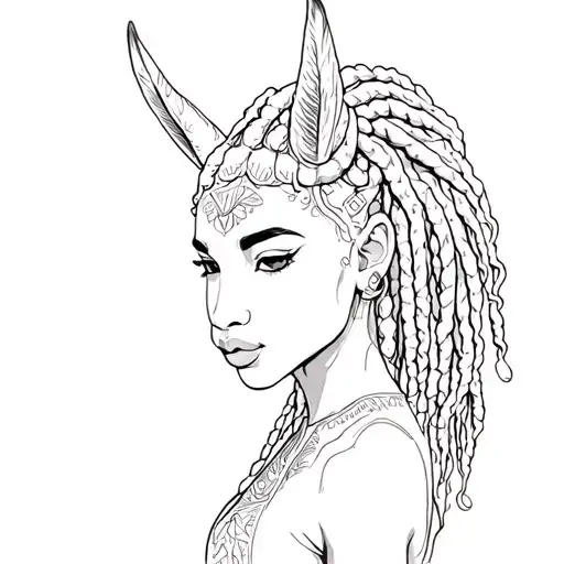 African American Female Centaur With Dread Locs That's Has Lgbtqia Color Tattoo idea