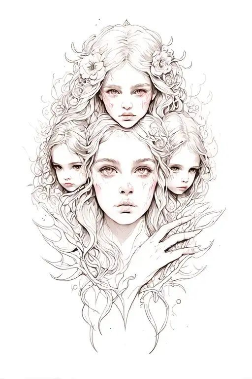 Feminine Inner Demons Rebirth Half Sleeve Tattoo 3 Kids And Grief