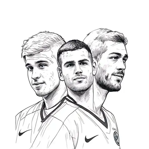 A Sketch-style Tattoo Of The Main Characters From The Scrubs Sitcom Wearing Chelsea Fc Jerseys