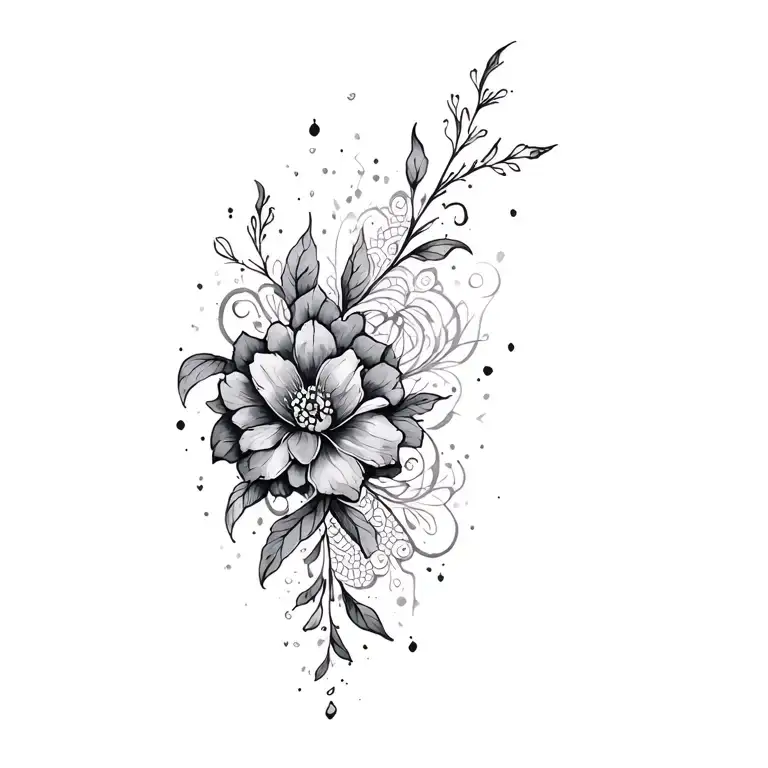 Black And Gray Wash Tattoo Design Leather And Lace