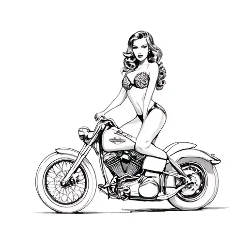 Pin Up Girl Harley Davidson Motorcycle