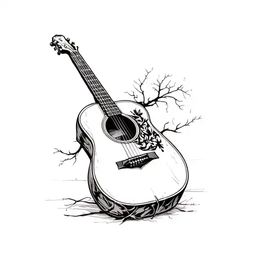 Acoustic Guitar With Tree Neck