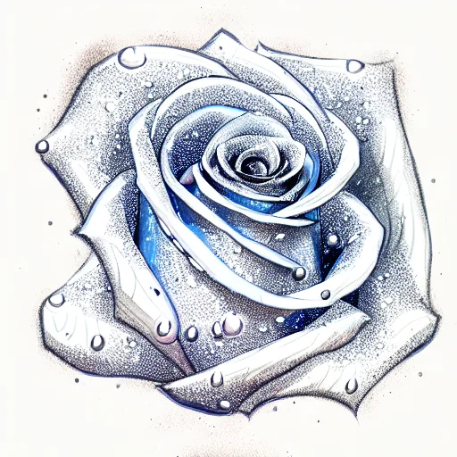 White Glitter Rose With Shimmer Blue Pearls
