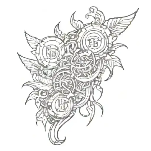 A Tattoo Design Incorporating Thrashing Elements With A Money Motif