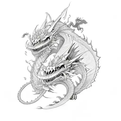 A Dragon Wrapped Around A Blooming Death Flower