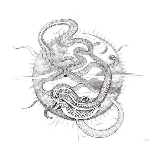 Snakes With Moon And Sun