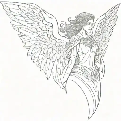 Woman Guard Angel Looking Forward