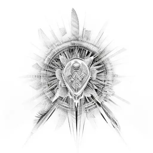 A Motorcycle Engine Made Of Intricate Bird Feathers