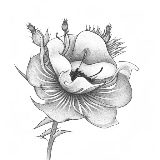 Snake In The Middle Of Flower The Morning Glory And Thistle