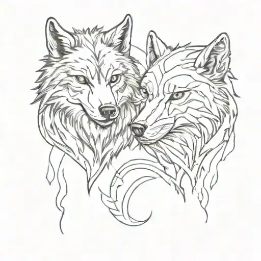 Two Wolves With Scorpio And Pisces Zodiac Signs Incorporated