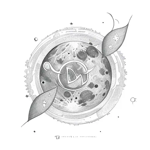 Moon Stars With A Music Note And A Letter D