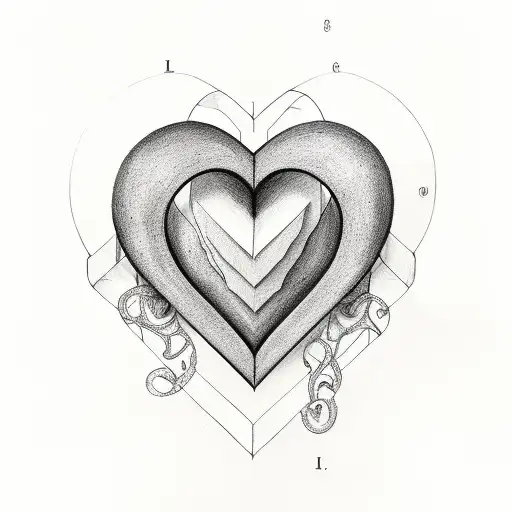 The Letters M And J Combining To Make A Line Drawing Of A Heart