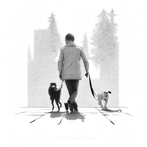 Man Walking With Dog