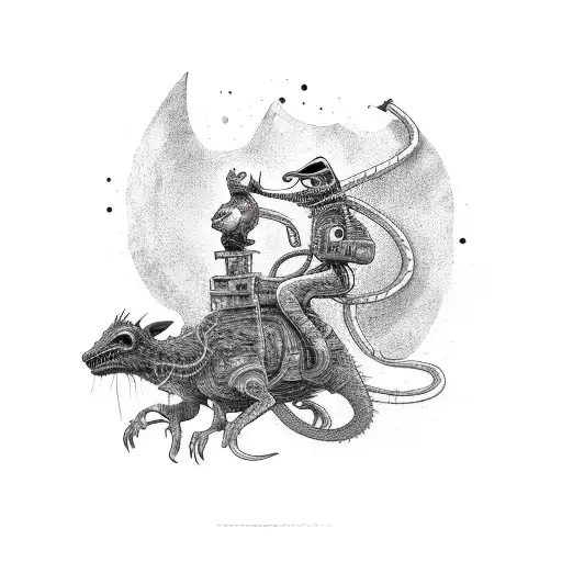 Alien Cowboy Riding A Rat