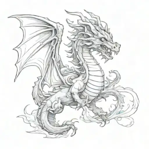 Dragon Surroubded By Smoke And Mushrooms
