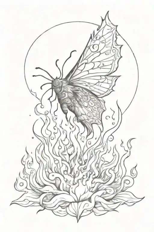 Moth And Fire Flames