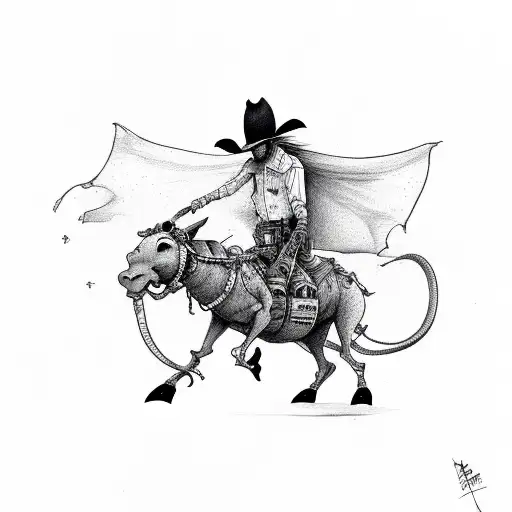 Alien Cowboy Riding A Rat