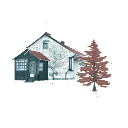 A House With A Tree In Front Of It