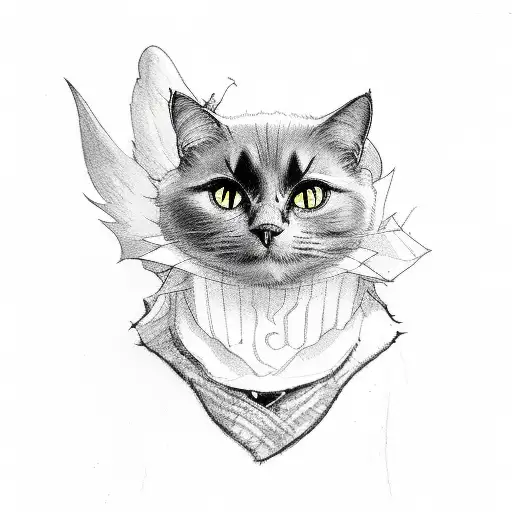 Black Cat With Crow Wings