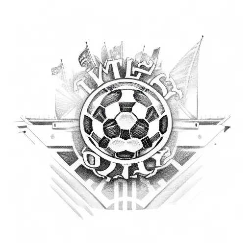 A Sketch-style Tattoo Of A Soccer Stadium Filled With Cheering Fans