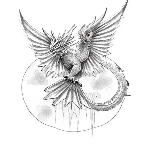Phoenix Bird And Dragon