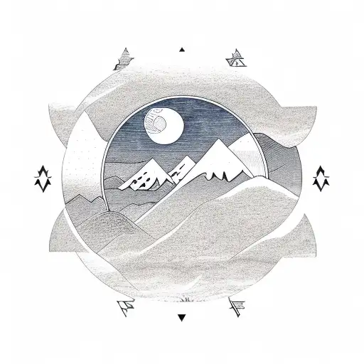 Virgo Symbol With A Sunset And Mountains