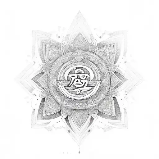Unalome Symbol With Lotus And Om