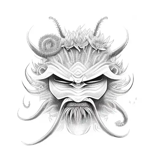 Oni Mask With Spider Lily In Bakgrund