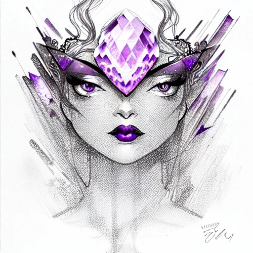 Purple Shimmer Rose With Amethyst Crystals