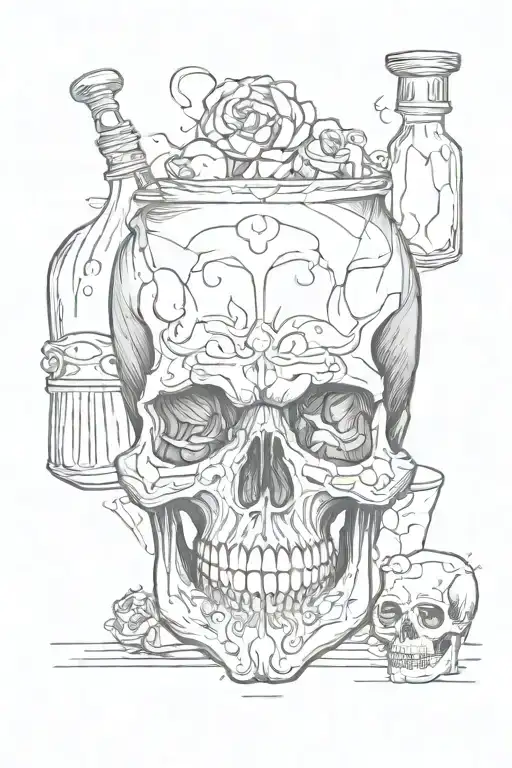 Death Alcohol Bottle Skull