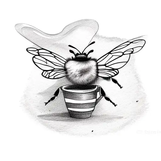 Bee Holding Coffee Cup