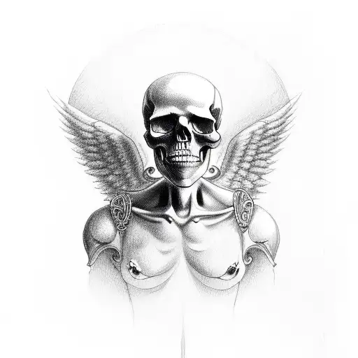 Skull With Angel Ring