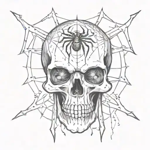 A Skull With Spider Legs And Stars For Eyes
