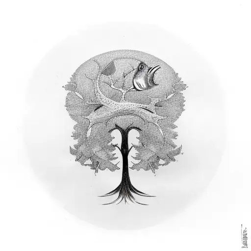 Fish With Three Tree Symbols Of Luck