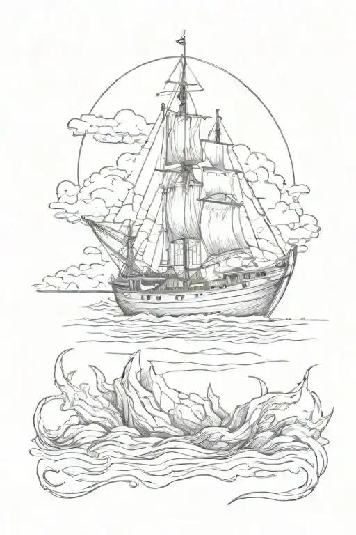 Anchor And Boat On River